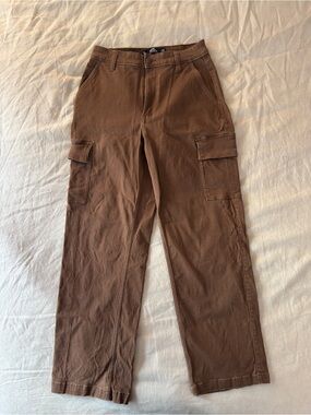 High Rise Chocolate Brown Straight Leg Cargo Pants (Size 4S)